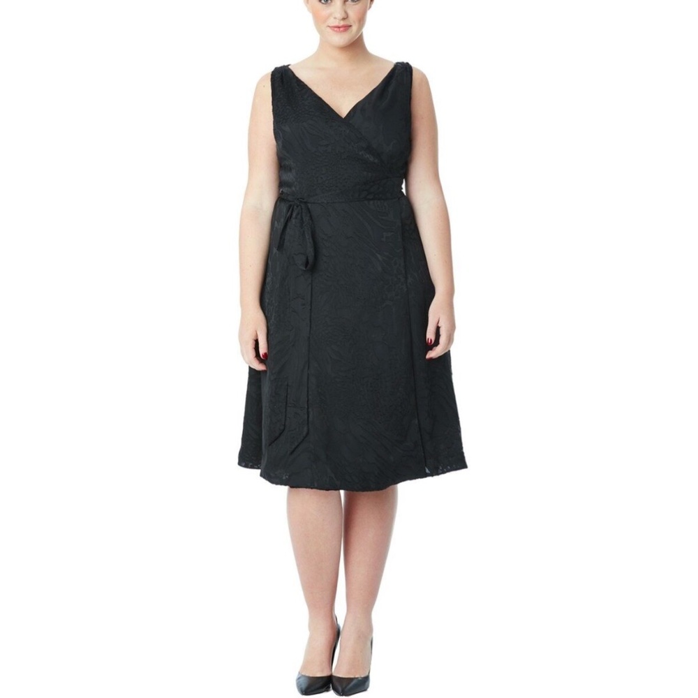 NWT $268 MYNT 179 Animal Jacquard Wrap Dress Black [Plus SZ: X ]‎